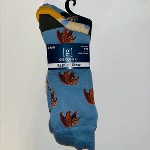 George Fashion Crew Men’s Socks 3 Pairs Shoe Size 6-12